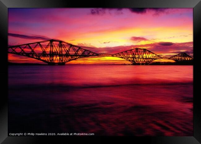 Forth Bridge sunset Framed Print by Philip Hawkins