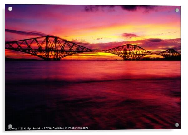 Forth Bridge sunset Acrylic by Philip Hawkins