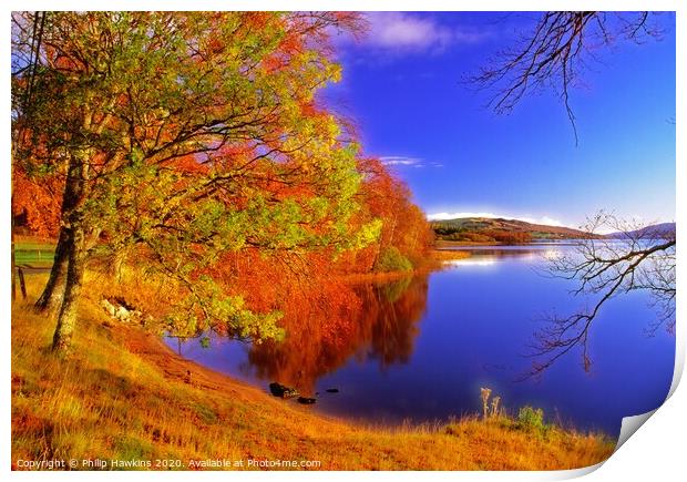 Autumn colours at Loch Rannoch Print by Philip Hawkins