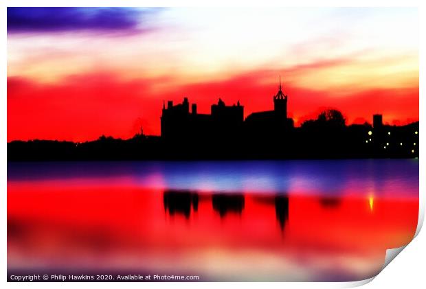 Linlithgow Palace silhouette Print by Philip Hawkins