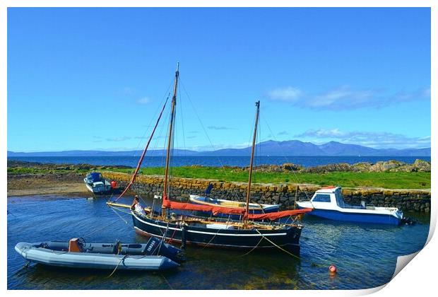 Boats berthed in picturesque harbour at Portencros Print by Allan Durward Photography