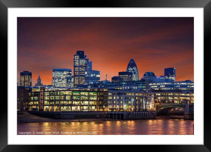 London Financial District Framed Mounted Print by David Tyrer