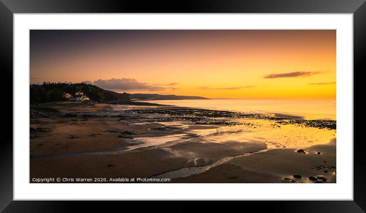 Wisemans Bridge beach in early morning light Framed Mounted Print by Chris Warren