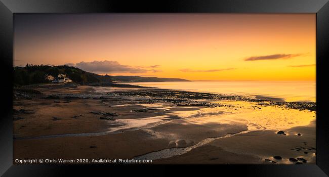 Wisemans Bridge beach in early morning light Framed Print by Chris Warren