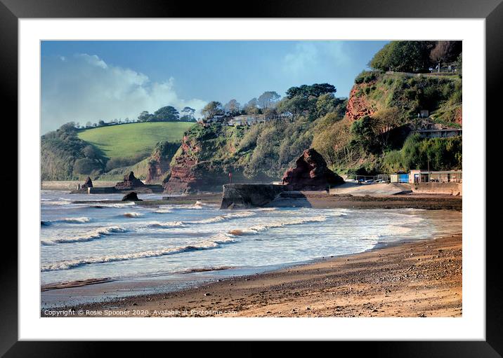 Dawlish Beach looking towards Boat Cove and Coryto Framed Mounted Print by Rosie Spooner