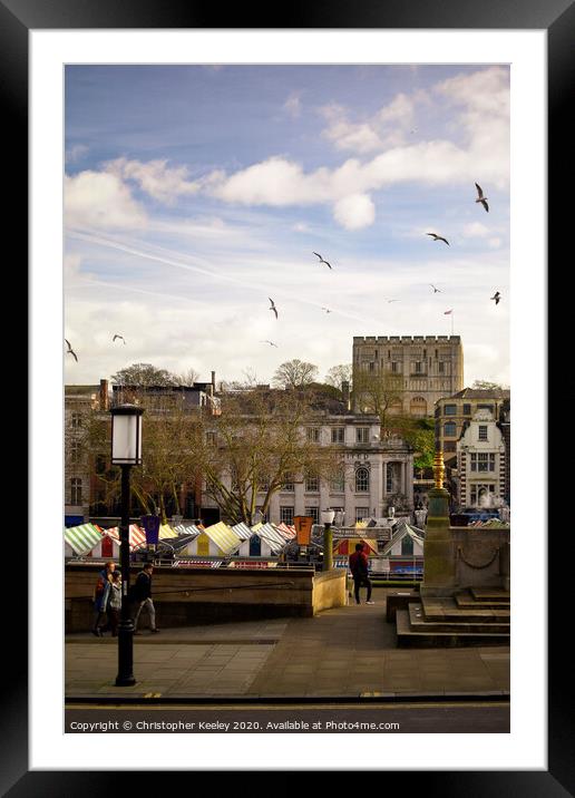 Norwich Market and Castle Framed Mounted Print by Christopher Keeley