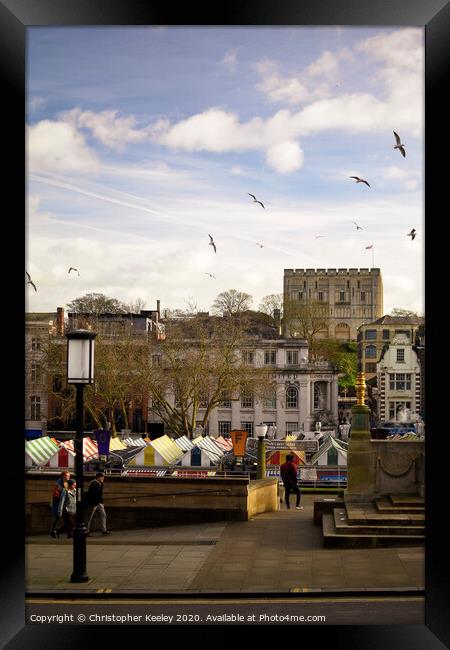 Norwich Market and Castle Framed Print by Christopher Keeley