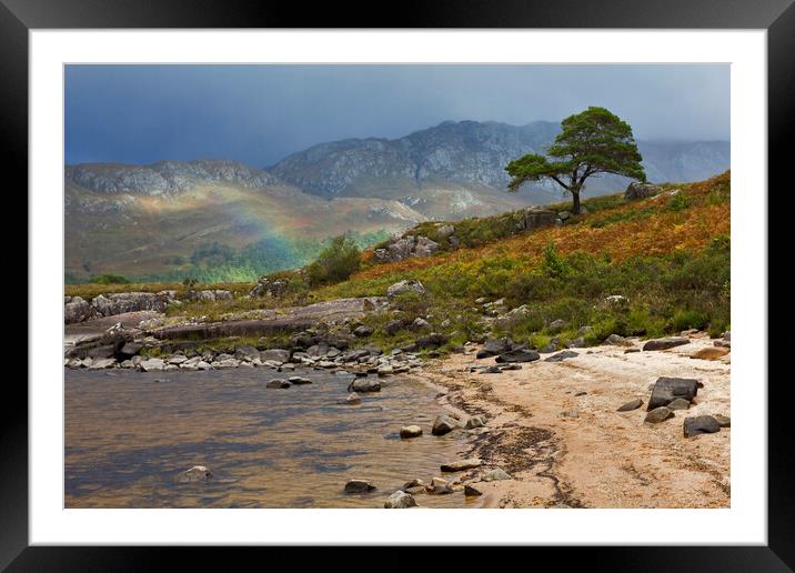 Loch Maree Rainbow Light Framed Mounted Print by Derek Beattie
