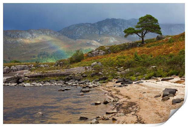 Loch Maree Rainbow Light Print by Derek Beattie