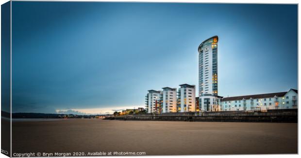 The Meridian tower at Swansea marina Canvas Print by Bryn Morgan