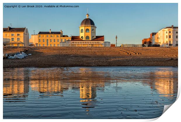 Worthing Dome Reflections Print by Len Brook