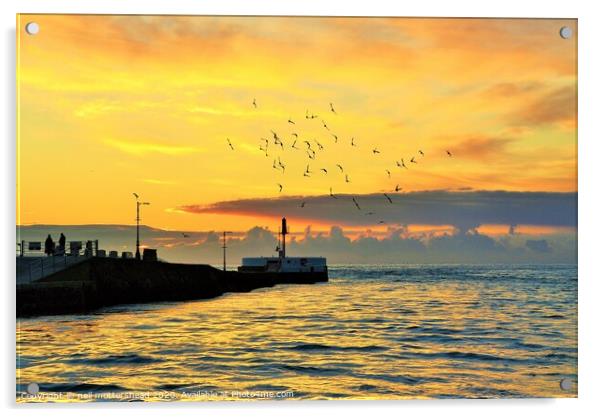 Sunrise Over The Banjo Pier, Looe Acrylic by Neil Mottershead