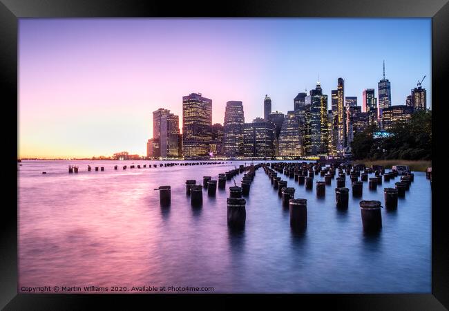 Sunset over New York Framed Print by Martin Williams