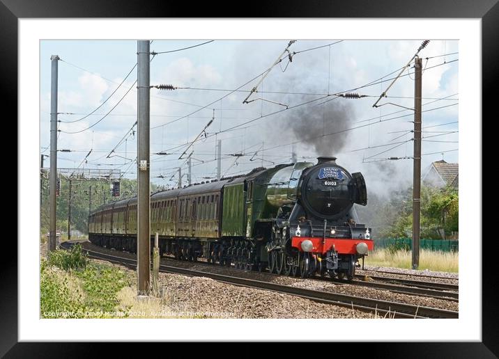 Flying Scotsman races away from York Framed Mounted Print by David Mather