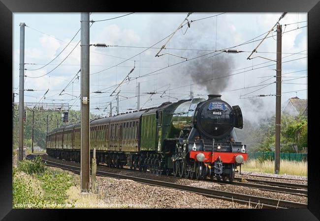 Flying Scotsman races away from York Framed Print by David Mather