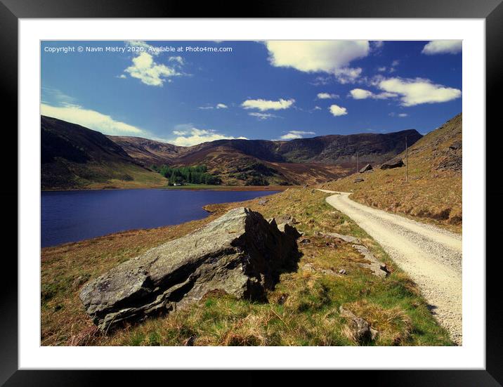 The path beside Loch Lee, Glen Esk, Scotland Framed Mounted Print by Navin Mistry