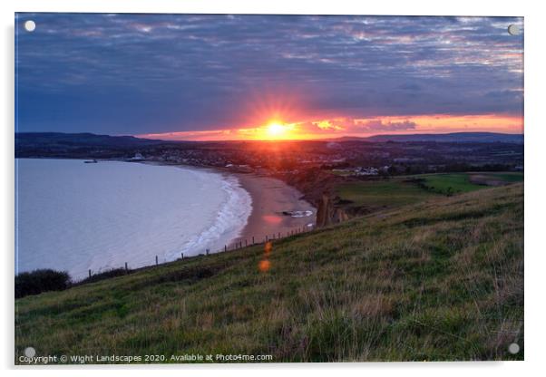 Sandown Sunset Acrylic by Wight Landscapes