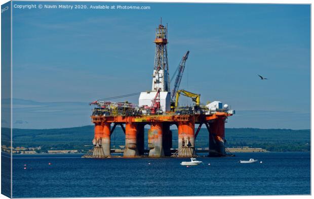 The Transocean Leader drilling rig moored in the Cromarty Firth Canvas Print by Navin Mistry