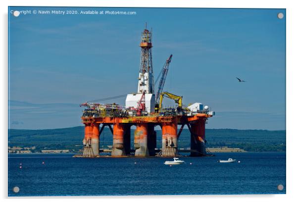 The Transocean Leader drilling rig moored in the Cromarty Firth Acrylic by Navin Mistry
