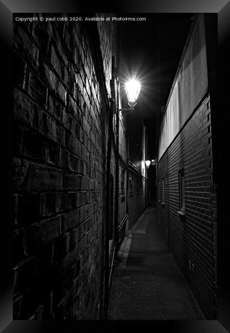 Into the alley.  Framed Print by paul cobb