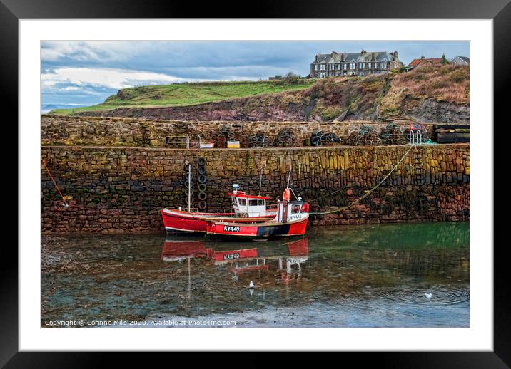 KYLIE S - KY 449 at Crail Harbour Framed Mounted Print by Corinne Mills
