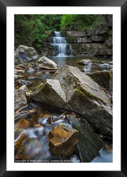Waterfall at Bowlees Framed Mounted Print by Phillip Dove LRPS
