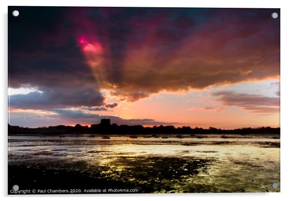 Portchester Sunset Acrylic by Paul Chambers