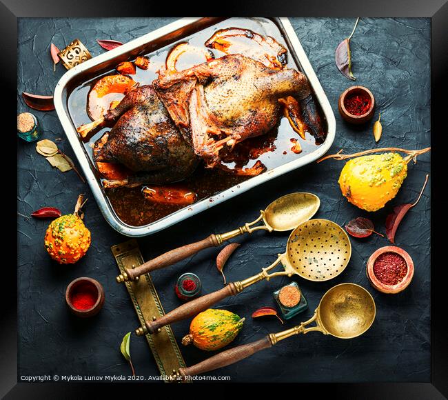 Appetizing roasted goose Framed Print by Mykola Lunov Mykola