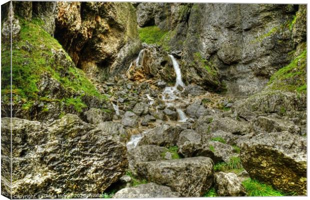 Gordale Scar waterfall Yorkshire Canvas Print by Diana Mower