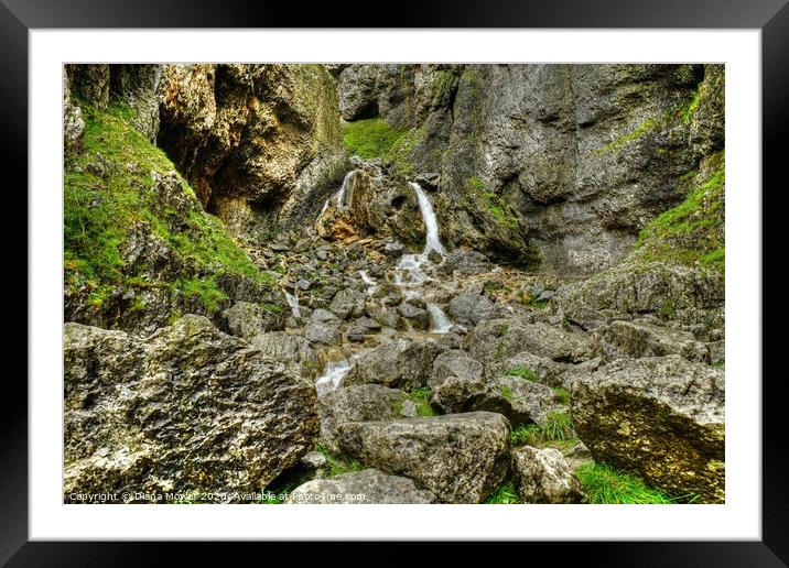 Gordale Scar waterfall Yorkshire Framed Mounted Print by Diana Mower