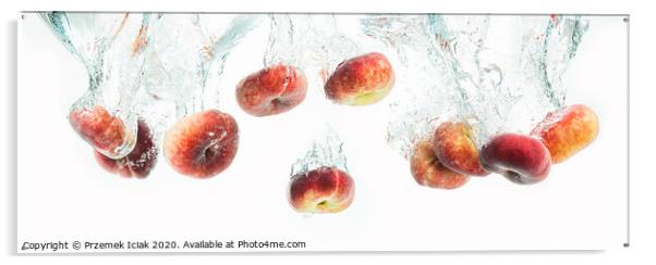 Bunch of doughnut peaches isolated on white backgr Acrylic by Przemek Iciak