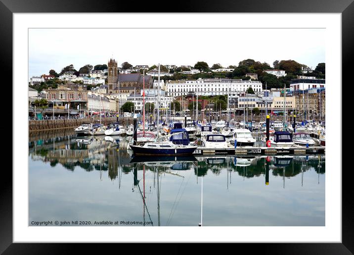 Reflection in the Inner harbour at Torquay devon. Framed Mounted Print by john hill
