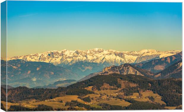 View from Shockl mountain in Graz. Tourist spot in Graz Styria. Canvas Print by Przemek Iciak