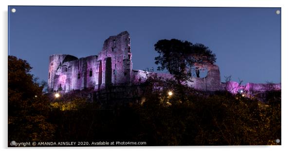 Majestic Barnard Castle at Night Acrylic by AMANDA AINSLEY