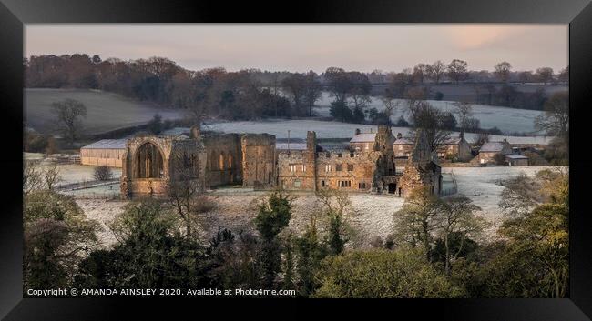 Majestic Egglestone Abbey in Winter Wonderland Framed Print by AMANDA AINSLEY
