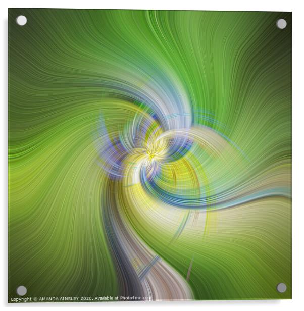 Swirls of Green Acrylic by AMANDA AINSLEY