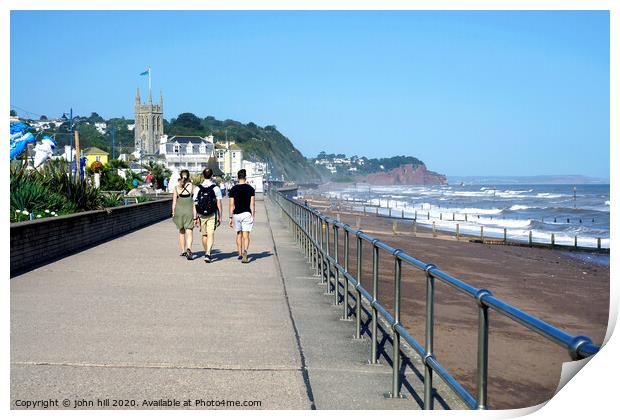 Walking the promenade at Teignmouth Devon. Print by john hill