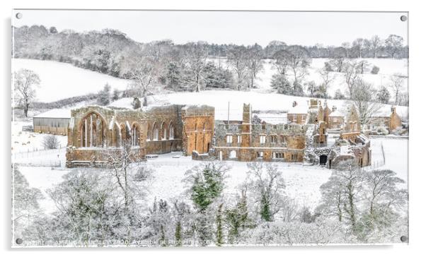 Winter at Egglestone Abbey Acrylic by AMANDA AINSLEY
