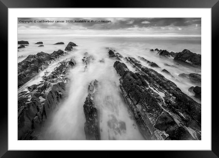 Sandymouth misty ledges Framed Mounted Print by carl barbour canvas