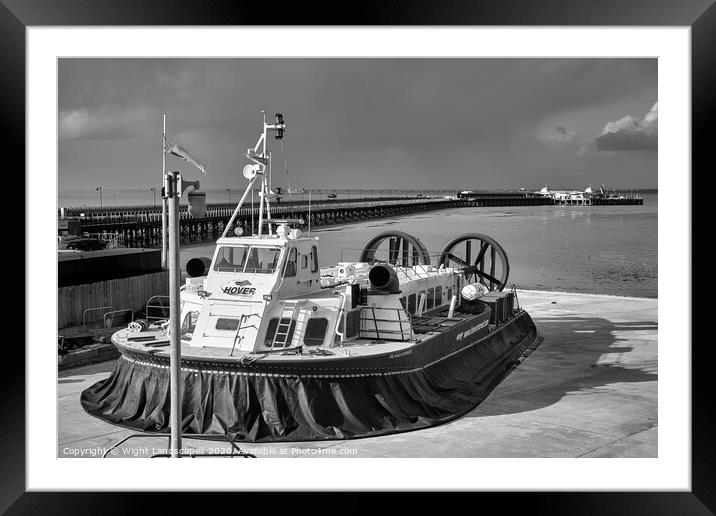 Island Express Hovercraft BW Framed Mounted Print by Wight Landscapes