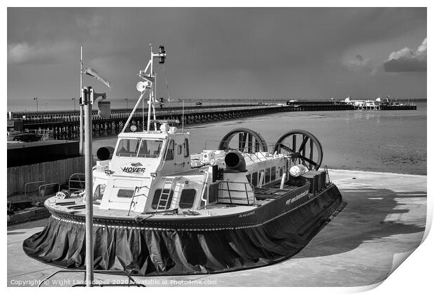 Island Express Hovercraft BW Print by Wight Landscapes