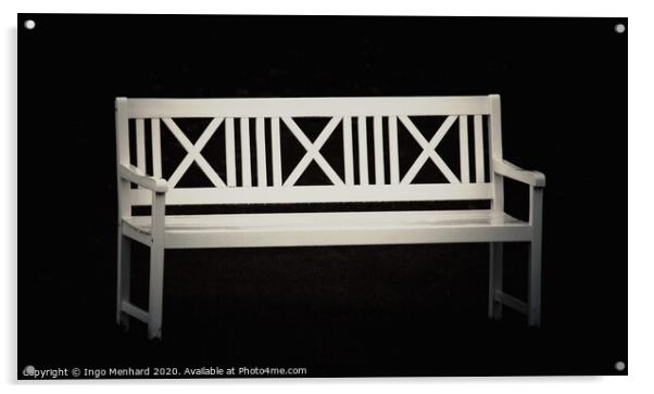 The lonely white bench Acrylic by Ingo Menhard