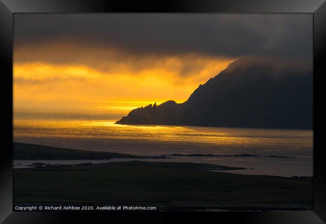 Sunset at Fitfull Head, Shetland Framed Print by Richard Ashbee