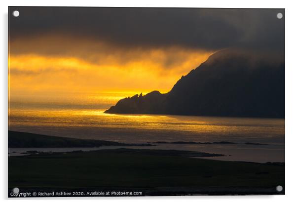 Sunset at Fitfull Head, Shetland Acrylic by Richard Ashbee