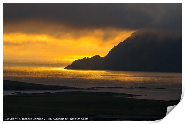 Sunset at Fitfull Head, Shetland Print by Richard Ashbee