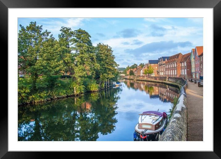 Norwich Quayside river Wensum Framed Mounted Print by Kevin Snelling