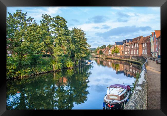 Norwich Quayside river Wensum Framed Print by Kevin Snelling