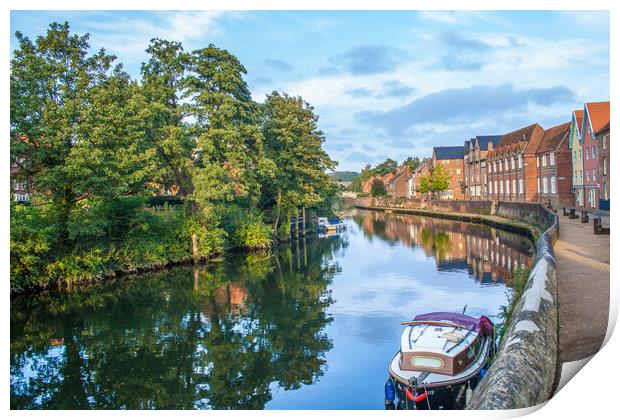 Norwich Quayside river Wensum Print by Kevin Snelling