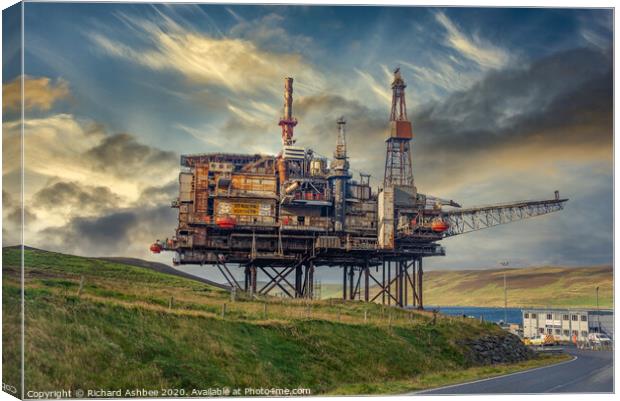 Ninian's Oil rig, Shetland Canvas Print by Richard Ashbee