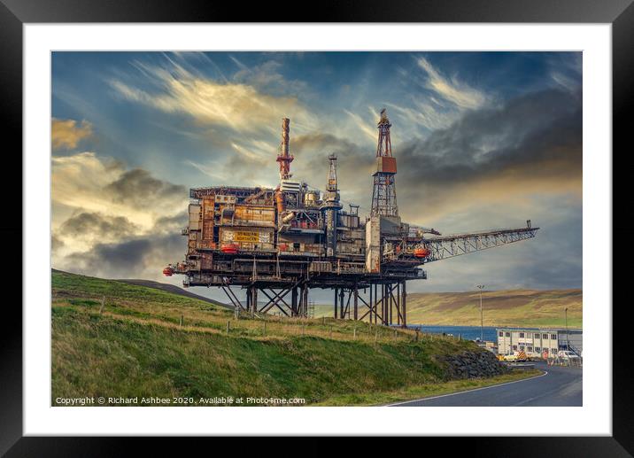 Ninian's Oil rig, Shetland Framed Mounted Print by Richard Ashbee